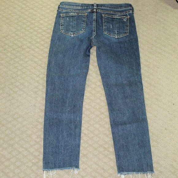 rag & bones Skinny Women's 28 Low Rise Ankle Raw Hem Blue Jeans - Picture 2 of 7